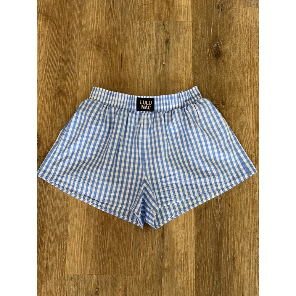 Lulu Mac Preppy Coastal Gingham Shorts Womens XL Blue Checkered Cotton Beach